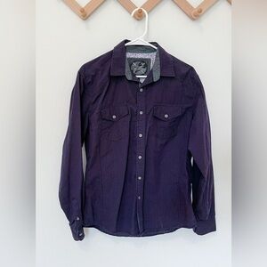 Men’s Drill Company Purple w/Black Stripes Button Down Shirt